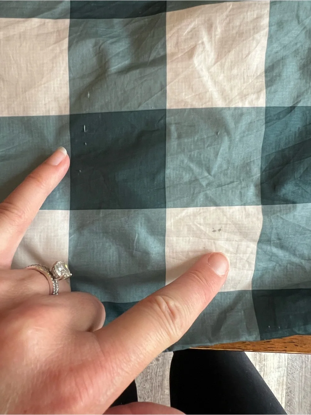 Hanna Andersson Teal Green and White Buffalo Check Hooded Puffer Jacket
